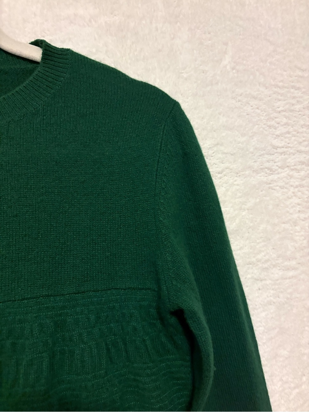 FRAME Cashmere/Wool Crew Neck Sweater Green Smocked Detail Size Small - Picture 2 of 9